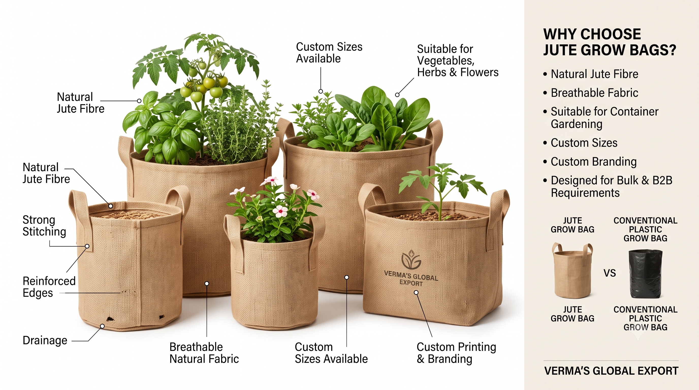 Bulk eco-friendly jute bags ready for USA export